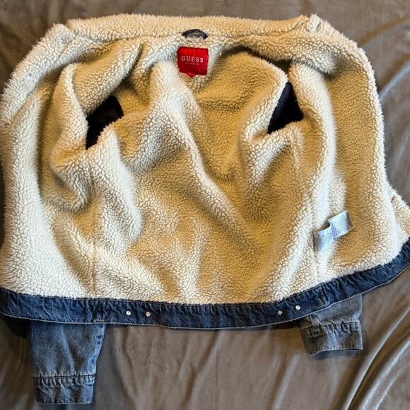Guess Jeans Jean Jacket Men’s Small With White Sherpa Lining - Picture 11 of 11